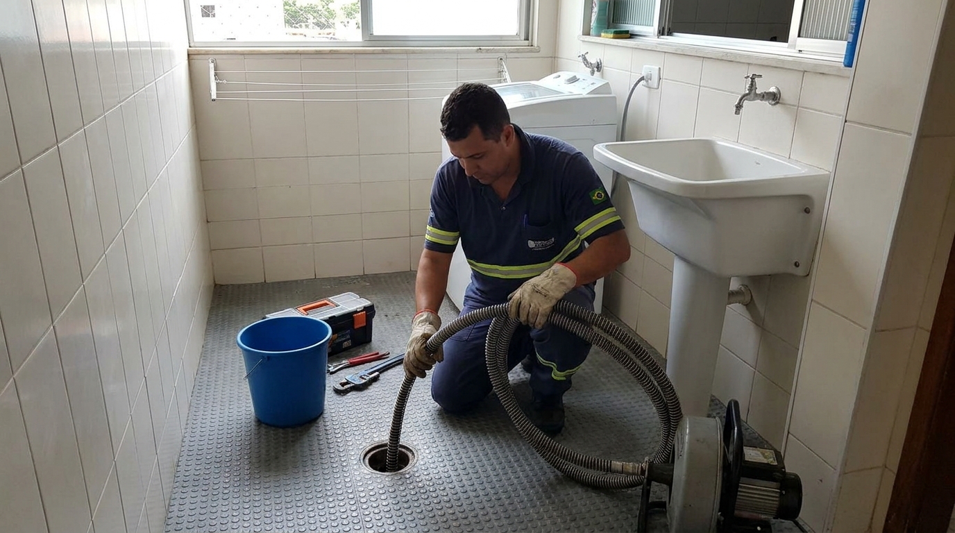 Desentupimento de ralo residencial em Uberlândia‑MG