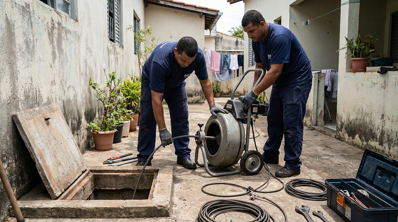 Desentupimento de rede de esgoto em Uberlândia‑MG