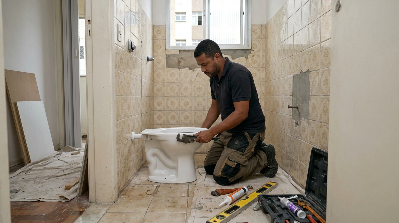 Instalação de vaso sanitário profissional em Uberlândia‑MG