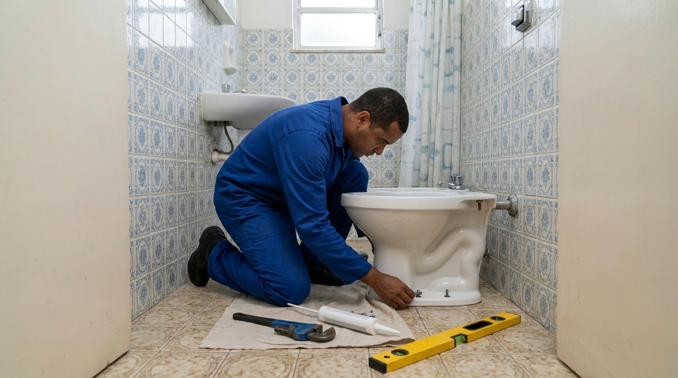 Instalação de vaso sanitário residencial em Uberlândia‑MG